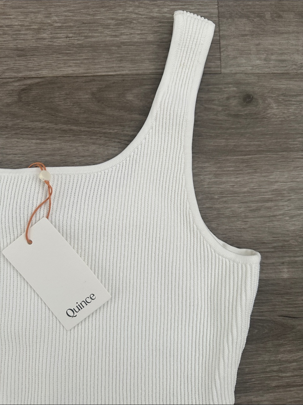 Quince Cropped Square Neck Ribbed Knit Tank Large - Picture 2 of 5
